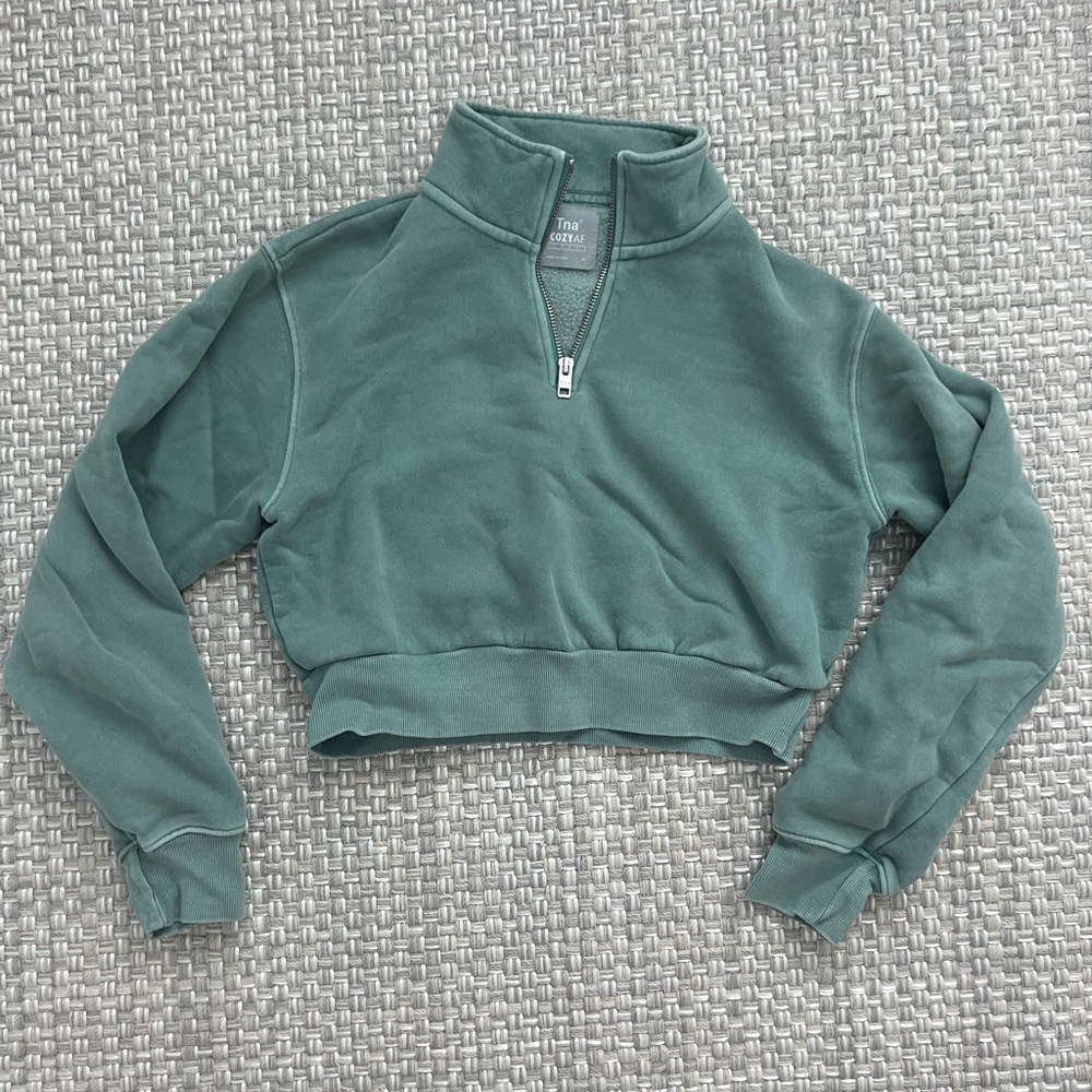 Aritzia TNA COZYAF Fleece Perfect 1/4 Zip Sweatshirt
